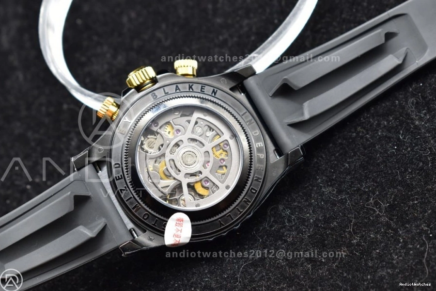 Colorful Ceramic Dial PVD on Strap Blaken GETF Skeleton Edition Rubber Best Daytona Bezel Gold SA 523 Black 0211